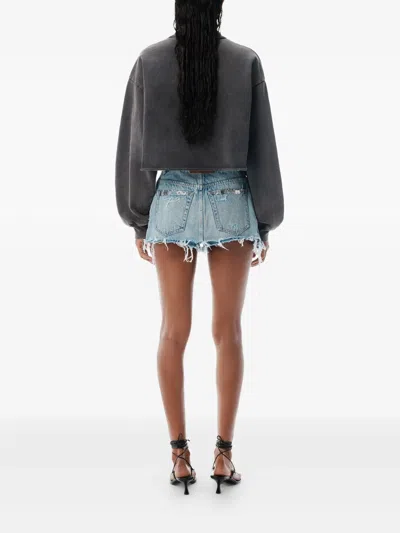 Alexander Wang Embroidered-logo Cropped Sweatshirt In Gray