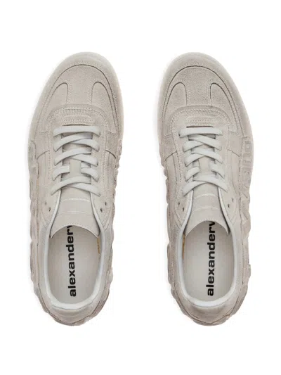 Alexander Wang White Leather Lex Sneakers In Brown