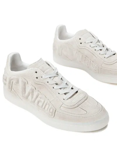 Alexander Wang White Leather Lex Sneakers In Brown