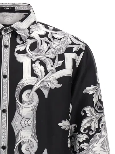 Versace Reversible Black Jacket With Baroque Print In Black