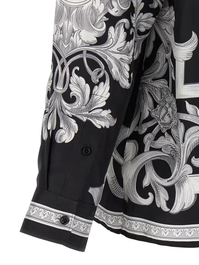 Versace Reversible Black Jacket With Baroque Print In Black