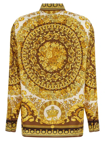 Versace Barocco Silk Shirt In Gold