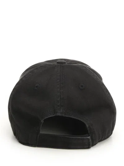 Attico Baseball Cap With Embroidery Logo And Frayed Hem In Black