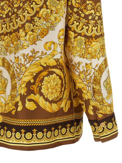 Versace Barocco Silk Shirt In Gold