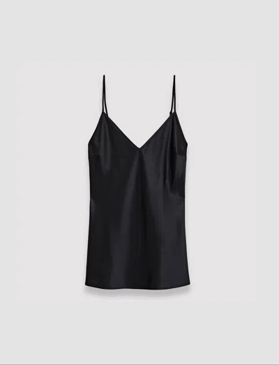Joseph Womens Black Clea V-neck Spaghetti-strap Silk Top In Black