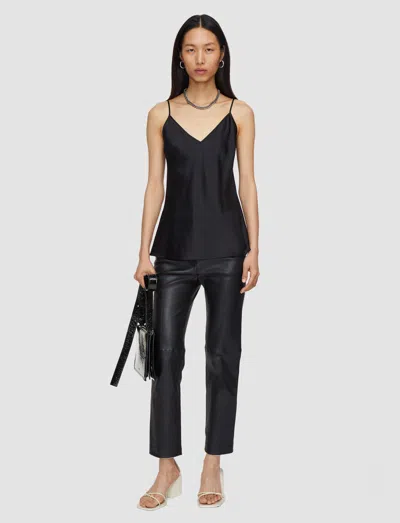 Joseph Womens Black Clea V-neck Spaghetti-strap Silk Top In Black