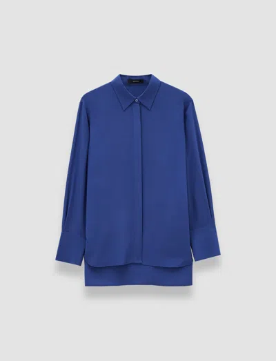 Joseph Bold Crepe De Soie Silk Blouse In Blue