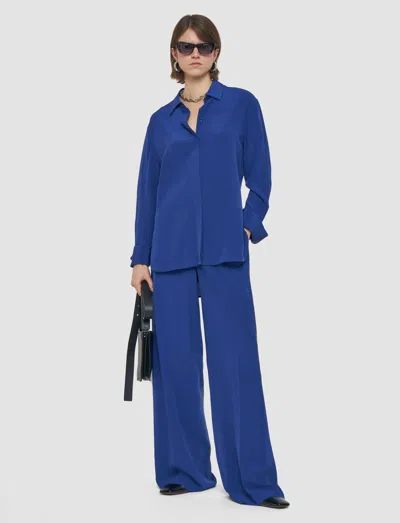 Joseph Bold Crepe De Soie Silk Blouse In Blue
