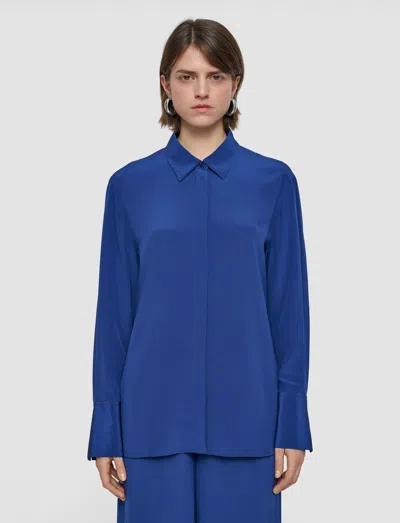 Joseph Bold Crepe De Soie Silk Blouse In Blue