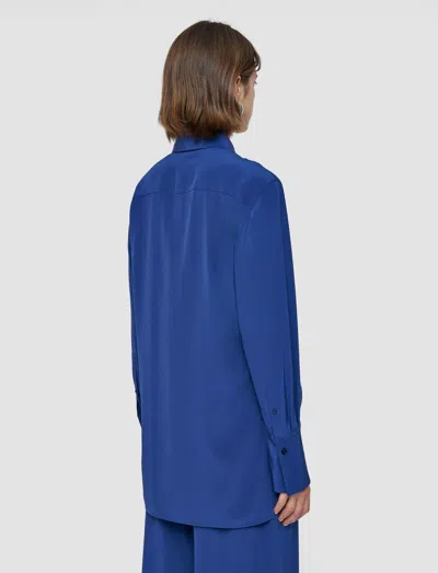 Joseph Bold Crepe De Soie Silk Blouse In Blue
