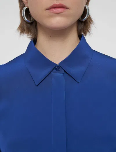 Joseph Bold Crepe De Soie Silk Blouse In Blue
