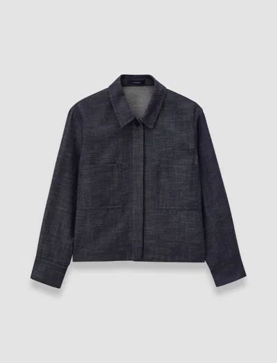 Joseph Womens Cobalt Satia Boxy-fit Wool-blend Denim Jacket In Gray