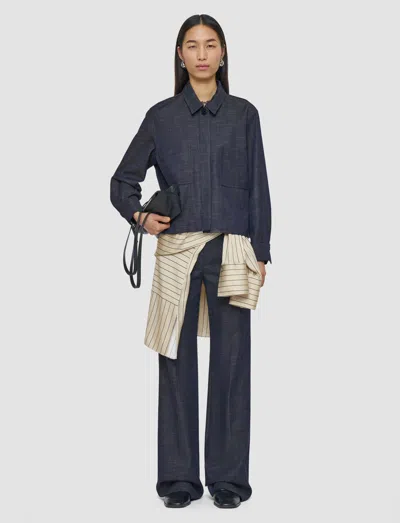 Joseph Womens Cobalt Satia Boxy-fit Wool-blend Denim Jacket In Gray