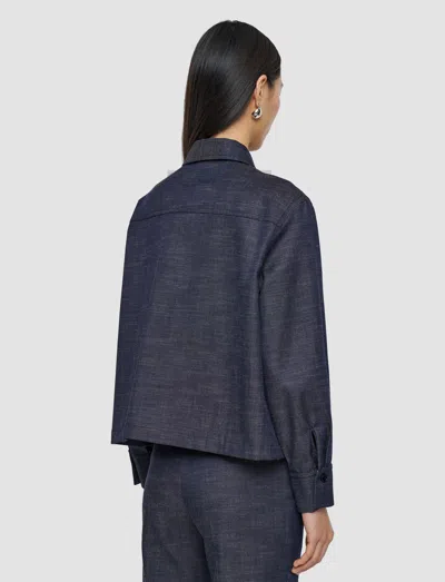 Joseph Womens Cobalt Satia Boxy-fit Wool-blend Denim Jacket In Gray
