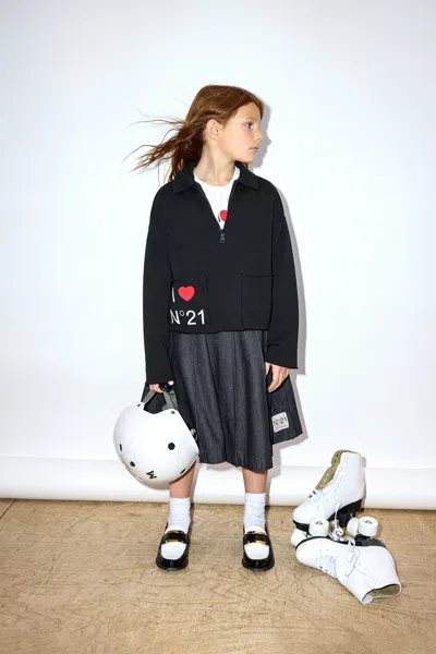 N°21 Sweatshirt With Zip With Print I Love  In Black