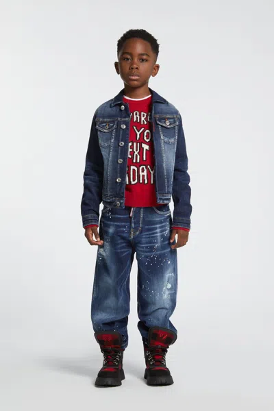 Dsquared2 Regular Dark Blue Jeans With Spots In Blue