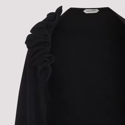 Alberta Ferretti Open Front Black Wool And Silk Cardigan In Black