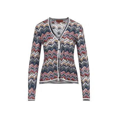 Missoni Womens Multicolor Tones Chevron V-neck Knit Cardigan In Multi