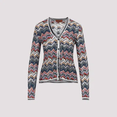 Missoni Womens Multicolor Tones Chevron V-neck Knit Cardigan In Multi