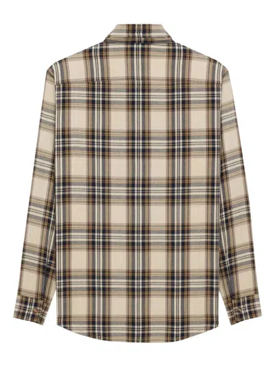 Saint Laurent Tartan Check Long-sleeved Shirt In Neutral