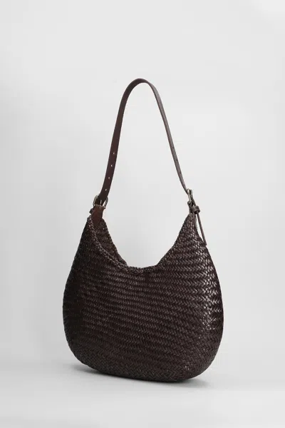 Dragon Diffusion Luna Mezza Woven Leather Shoulder Bag In Brown