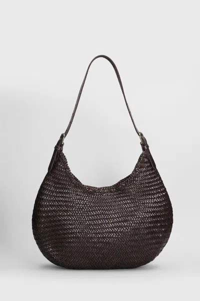 Dragon Diffusion Luna Mezza Woven Leather Shoulder Bag In Brown