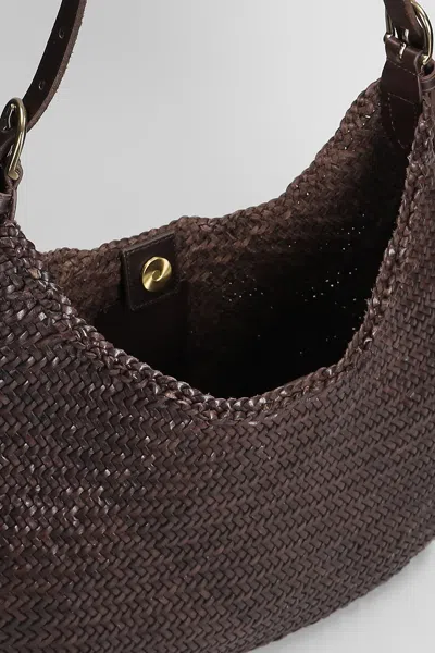 Dragon Diffusion Luna Mezza Woven Leather Shoulder Bag In Brown