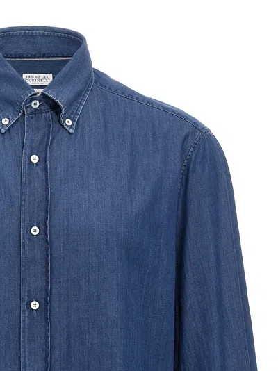 Brunello Cucinelli Collared Shirt Buttons Sleeves In Blue