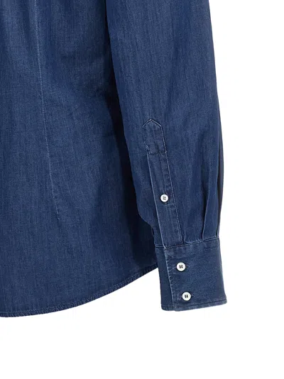 Brunello Cucinelli Collared Shirt Buttons Sleeves In Blue