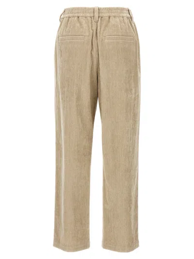 Brunello Cucinelli Corduroy Trousers Pants Beige In Brown