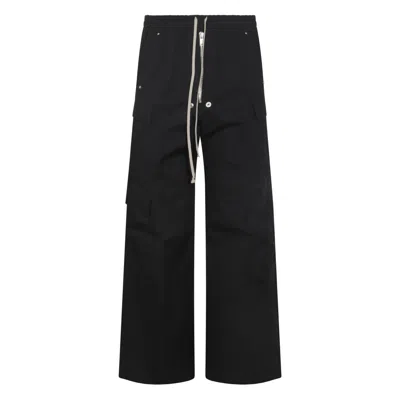 Rick Owens Mens Black Cargobelas Multi-pockets Wide-leg Relaxed-fit Stretch-cotton Trousers In Black