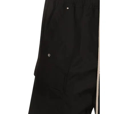 Rick Owens Mens Black Cargobelas Multi-pockets Wide-leg Relaxed-fit Stretch-cotton Trousers In Black