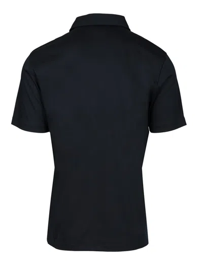 Giorgio Armani Cotton Polo Shirt Blue In Black