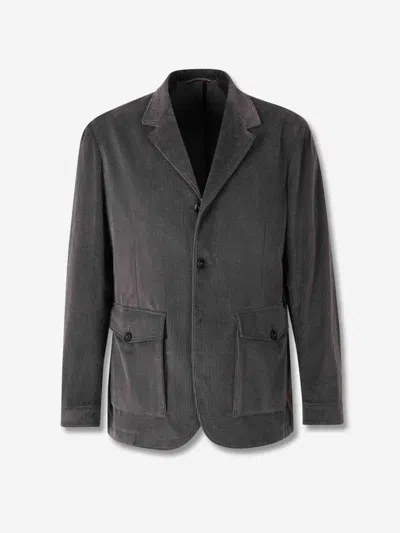 Canali Corduroy Patch-pocket Shirt Jacket In Gray