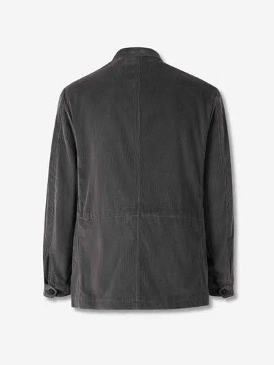 Canali Corduroy Patch-pocket Shirt Jacket In Gray