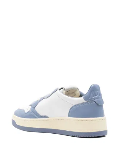 Autry Medalist Low Sneakers Bicolor In White And Tempest Leather Shoes In Blue