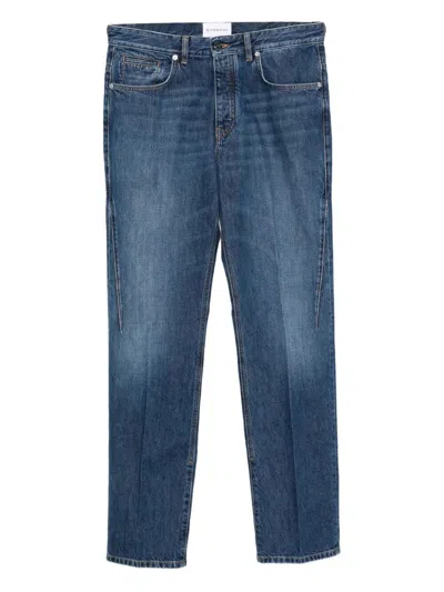 Givenchy Straight-leg Denim Jeans With Faded Blue Wash And Embroidered Branding In Blue