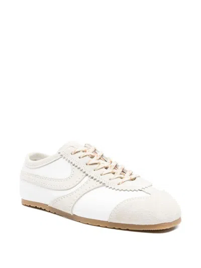 Dries Van Noten Leather Sneakers With Suede Inserts Shoes In White