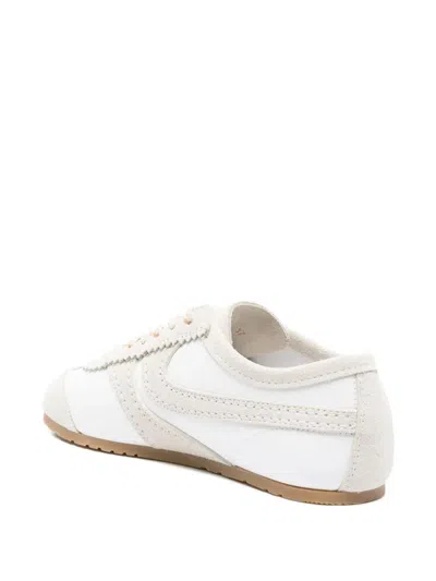 Dries Van Noten Leather Sneakers With Suede Inserts Shoes In White