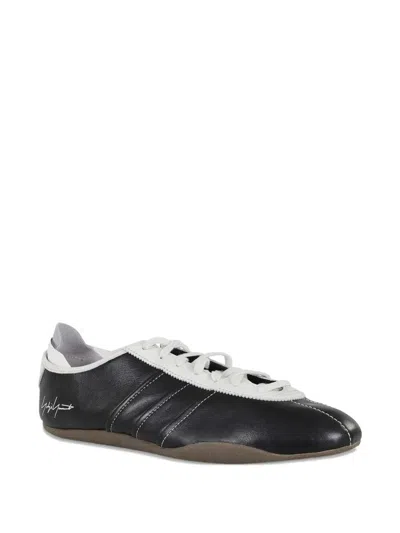 Y-3 Debossed Leather Tokyo Sneakers With Lace-up Closure In Black