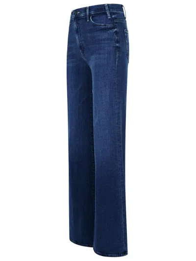 Mother Wide-leg Trousers With Elasticized Fit And Contrast Stitching In Blue