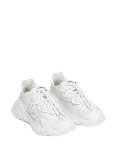 Dolce & Gabbana Accelerate Fabric Sneakers Leather Inserts In White