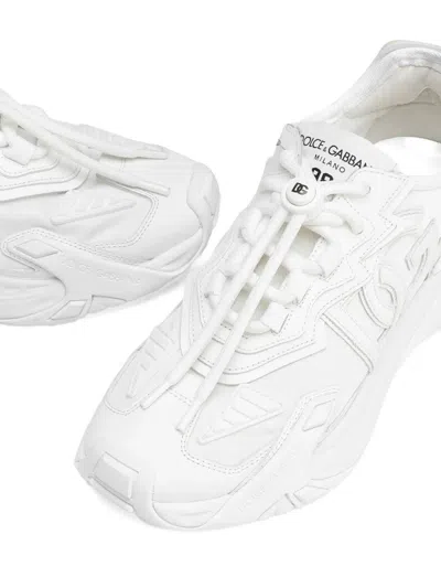 Dolce & Gabbana Accelerate Fabric Sneakers Leather Inserts In White