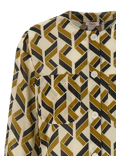 Eres Longline Dress Geometric Cuffed Sleeves In Brown
