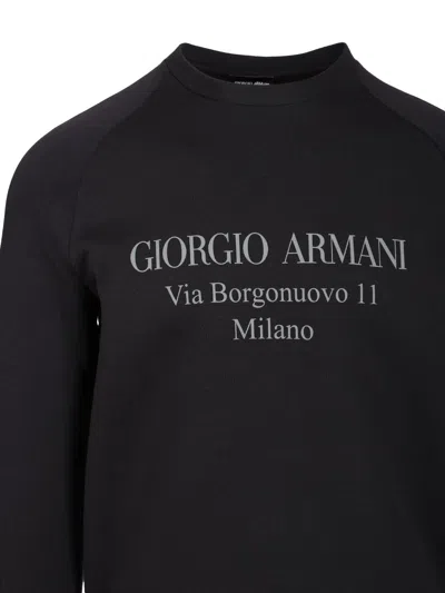 Giorgio Armani Logo-print Cotton-blend Sweatshirt In Black