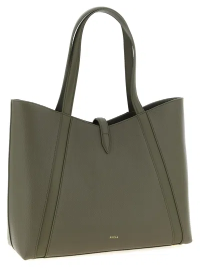 Furla Large Goccia L Leather Tote Bag In Green