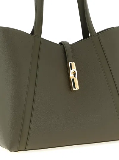 Furla Large Goccia L Leather Tote Bag In Green
