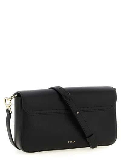 Furla Iride Clasp-fastening Leather Shoulder Bag In Black