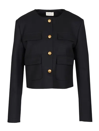 P.a.r.o.s.h Liliuxy Button-fastening Cropped Jacket In Black