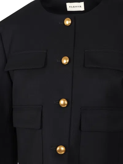 P.a.r.o.s.h Liliuxy Button-fastening Cropped Jacket In Black